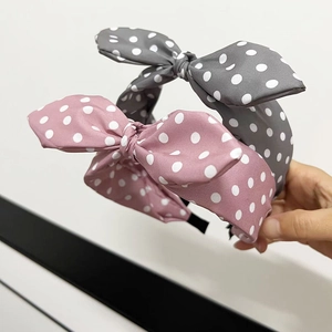 Set aus rosa und grauen gepunkteten Schleifen-Haarreifen mit rutschfestem Design