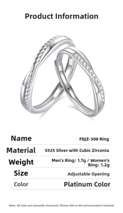 Macro detail of S925 silver Mobius rings with adjustable size and cubic zirconia inlay