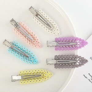 Floral Leaf Alligator Hair Clips Alloy Metal Imitation Artificial Pearls Rhinestones Seamless Styling Side Pins Women Girls