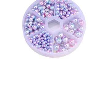 DIY colorful pearl bead set in plastic box for handmade jewelry making and crafts