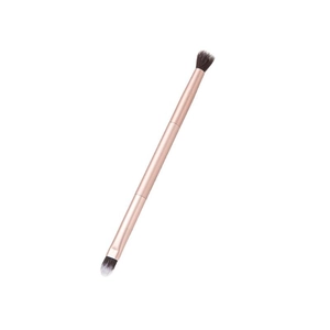 Dual-ended eyeshadow and nose contour makeup brush with rose gold metallic handle