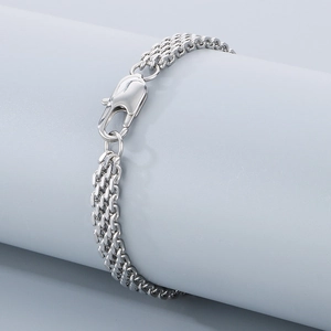 Bracelet pour homme en acier inoxydable mailles tressées 6mm avec fermoir mousqueton