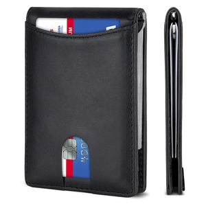 Slim black carbon fiber texture RFID blocking business bifold wallet for men