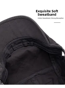 Detail view of cotton sweatband inside the washed cotton beret for comfort