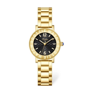 Women Quartz Watch Retro Elegant Waterproof Round Chevron Texture Dial Alloy Leather Strap Business Analog Wristwatch