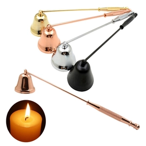 Candle Snuffer Long Handle Bell Shape Metal Electroplated Wick Extinguisher For Safely Putting Out Flames Vintage Decor