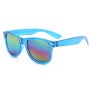 Kids gradient blue reflective sunglasses with stylish Wayfarer frame model 1047