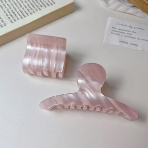 Korean Style Pink Acetate Hair Claw Clip Elegant Marble Iridescent Pearlescent Hair Clip French Handmade Hair Accessories For Women