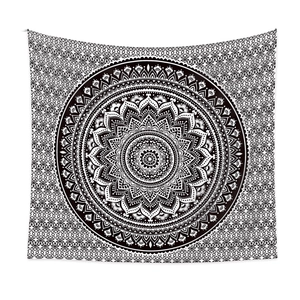 Bohemian black and white mandala tapestry wall hanging for bedroom background decor
