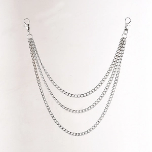 Triple layer silver metal wallet chain featuring lobster clasps for DIY accessories