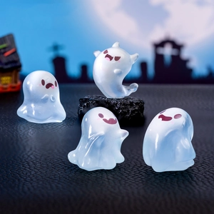 Cute glowing Halloween ghost resin figurines for micro landscape desktop decoration