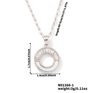Detailed size specifications for silver circle pendant necklace with 40+5cm chain length