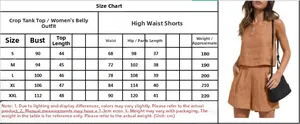 Tableau des tailles pour l'ensemble 2 pièces en lin pour femme avec haut court et short