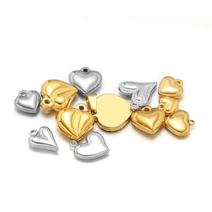 18K gold plated stainless steel heart pendants for DIY jewelry necklaces and bracelets