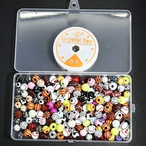 50pcs acrylic sports ball beads with 0.8mm crystal cord for DIY children's jewelry making