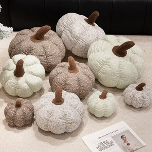 Floral pumpkin plush pillow set in assorted sizes and vintage pastel colors for home decor
