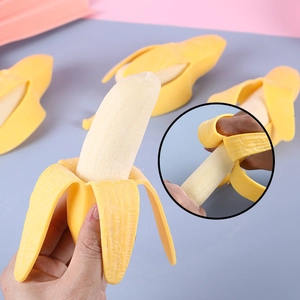 Peeled Banana Orange Squishy Stress Relief Venting Toy TPR Soft Rubber Simulation Fruit Sensory Squeezing Toys Novelty