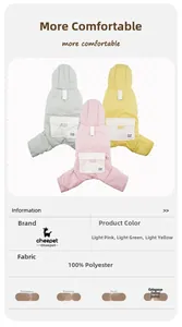 Détails du manteau d'hiver matelassé pour chien avec spécifications et trois couleurs