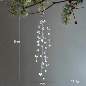 Transparent acrylic snowflake waterdrop pendant ornament for Christmas tree decor, 30cm height