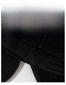 Macro shot of the widened inner sweatband with parallel stitching for men's winter cap