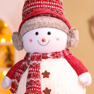 Extra large Christmas snowman plush doll with red knitted scarf and hat for holiday decoration