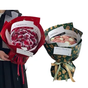 Christmas bouquet gift wrapping paper with snowflake patterns for bouquets and gifts