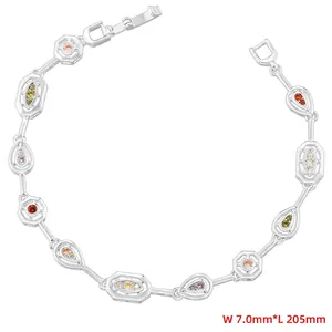 Detail view of multicolored gemstone bracelet with 7.0mm width and 205mm length dimensions