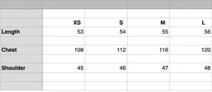 Size chart for women's sleeveless padded vest showing length and bust measurements