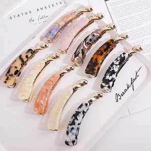 Elegant Banana Hair Clips Acetate Resin Ponytail Holders Vertical Hairpins Tortoiseshell Marble Pattern For Women