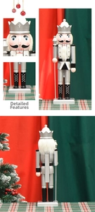 Detailed views of the 36cm silver king nutcracker figurine with crown and scepter