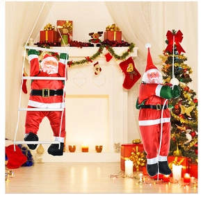 Climbing Santa Claus Plush Doll Hanging Rope Ladder Ornament Festive Christmas Tree Decoration Indoor Outdoor Holiday Decor