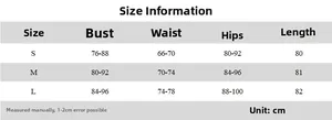 Size guide for French style mini dress with bust, waist, hips, and length measurements