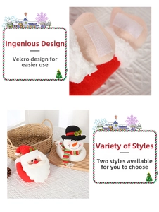 Close-up of Velcro closure on Santa and Snowman plush curtain buckle ornaments