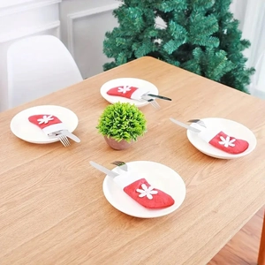 Christmas snowflake mini stocking cutlery holders for table decoration set of four