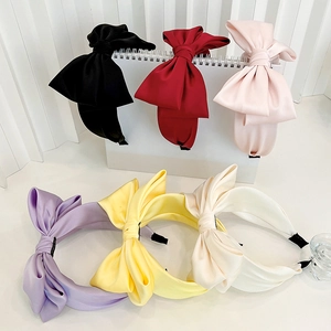 Elegant satin bow headbands in six solid colors for women hair styling accessories