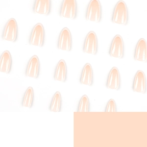 Uñas postizas francesas con base melocotón y puntas blancas almendradas set
