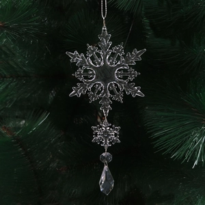 Sparkling crystal snowflake ornaments for Christmas tree with teardrop crystal pendant