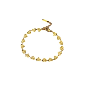 Polished 18K gold stainless steel heart link chain bracelet for women with lobster clasp