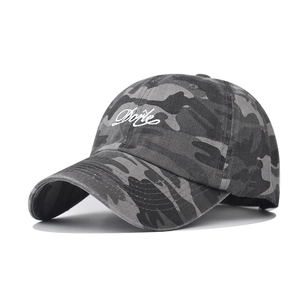Vintage Camouflage Baseball Cap Washed Cotton Letter Embroidery Adjustable Peaked Hat Outdoor Streetwear For Men Women