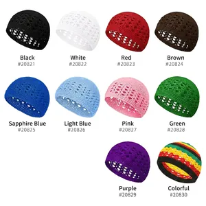 Handmade crochet hollow knit skull cap in multiple colors for a breathable stylish look