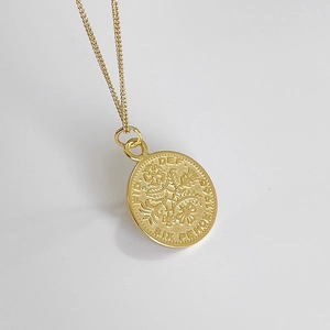 925 sterling silver golden sixpence coin pendant necklace with 1968 engraving