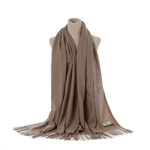 Solid color imitation cashmere scarf winter warm thick fringe shawl for women elegant design