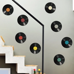 Retro Vinyl Record Wall Stickers PVC Removable Self Adhesive Music Theme Room Decor For Living Bedroom Vintage Style