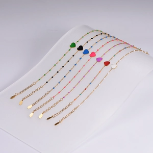 Colorful heart charms bohemian stainless steel 18k gold plated adjustable bracelets