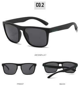 Multi-angle view of black polarized sports sunglasses with UV400 protection and matte frame