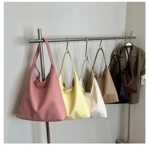 Hobo shoulder bags in six colors including pink, beige, and tan with pebbled leather texture