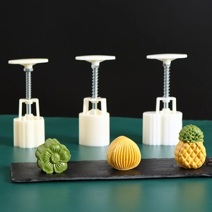 Hand Press Mooncake Mold Food Grade Plastic Pattern DIY Baking Tool For Traditional Pastry Cookie Dessert