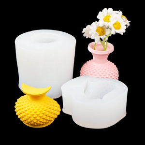 Mini Vase Silicone Mold 3D Pineapple Geometric Rhombus DIY Aromatherapy Plaster Epoxy Resin Cake Decorating Home Ornament