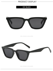 Detailed front and side view of classic black cat-eye sunglasses with thick plastic frame
