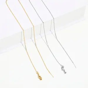 Minimalist gold and silver long thin ear thread earrings in Korean style for women